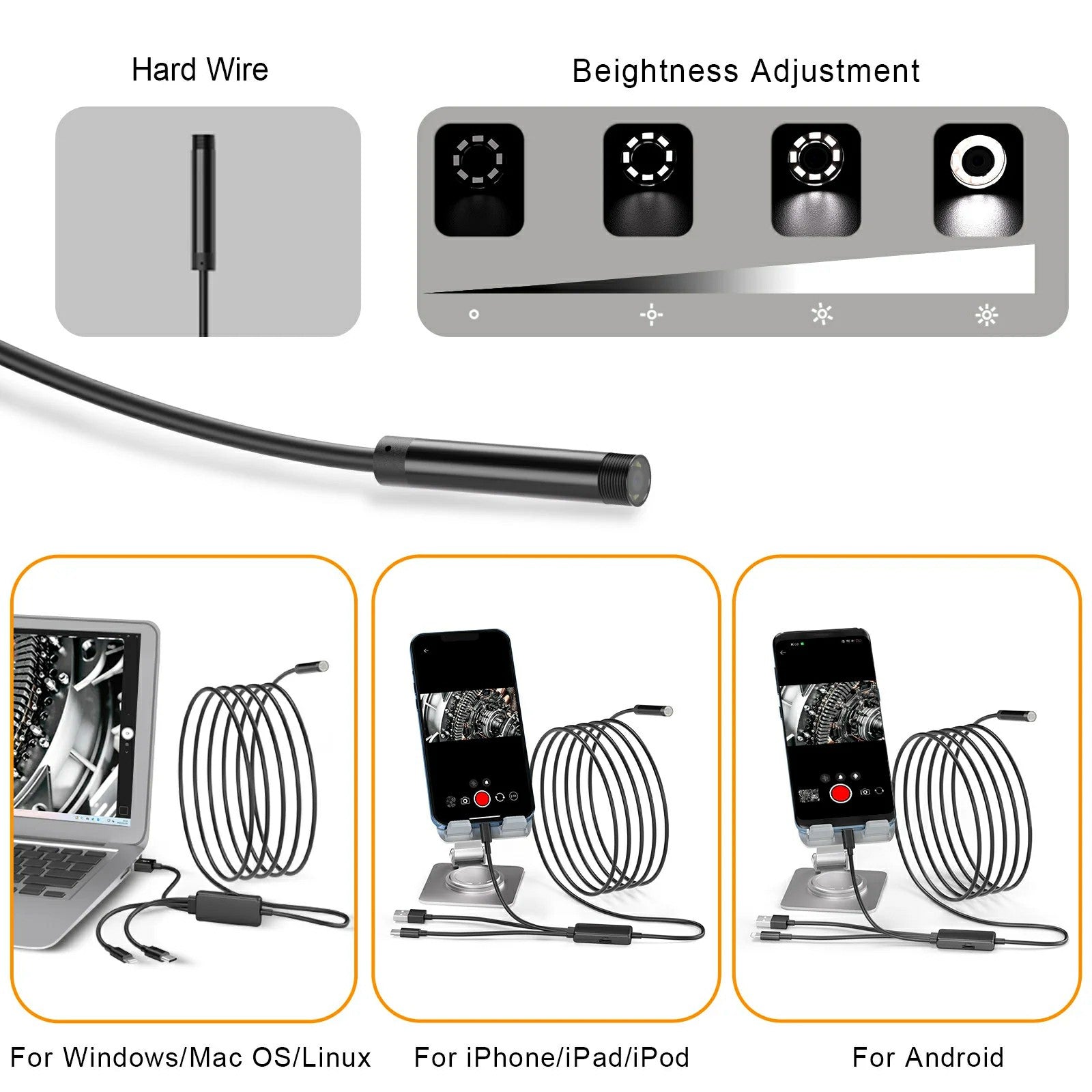 NK-5001Pro 3m Waterproof Endoscope Camera with Light 5.5mm 1080P HD Borescope with 6 LED Lights NK-5001Pro 3m Waterproof Endoscope Camera with Light 5.5mm 1080P HD Borescope with 6 LED Lights